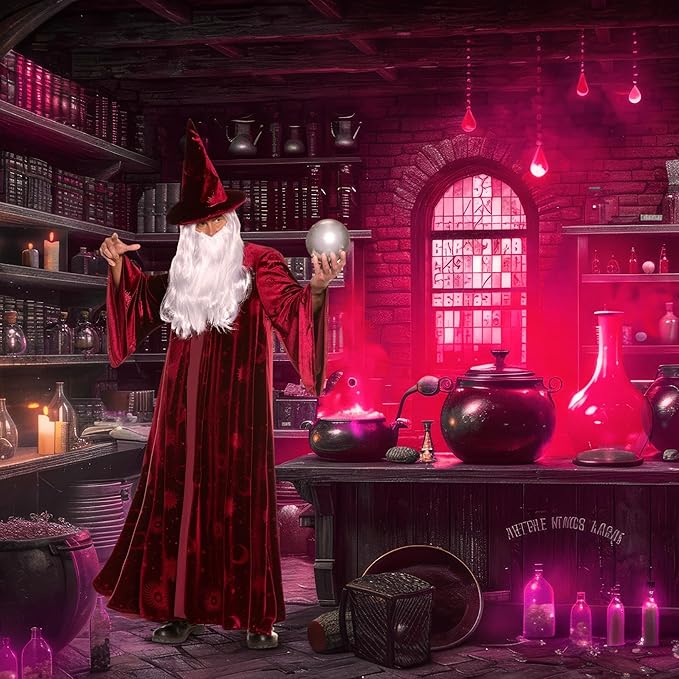 Adult Burgundy Wizard Stargazer Fantasy Magic Sorcerer Men's Costume by HalloweenStore.com