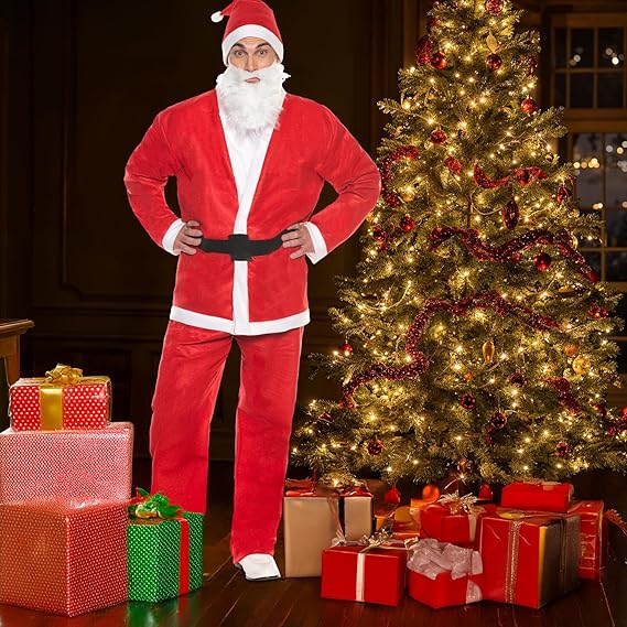Men's Economy Felt Santa Claus Suit Costume by HalloweenStore.com
