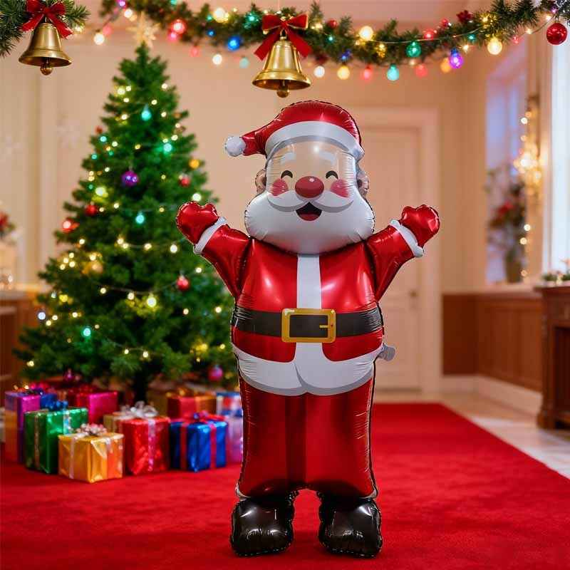 70-Inch Standing Santa Claus Foil Balloon - Festive Christmas Decor for Indoor Holiday Atmosphere