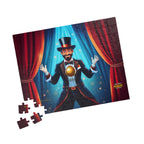 Magician on Stage Jigsaw Puzzle – Vintage Circus Magic Poster Puzzle (110–1014 pcs) by Printify
