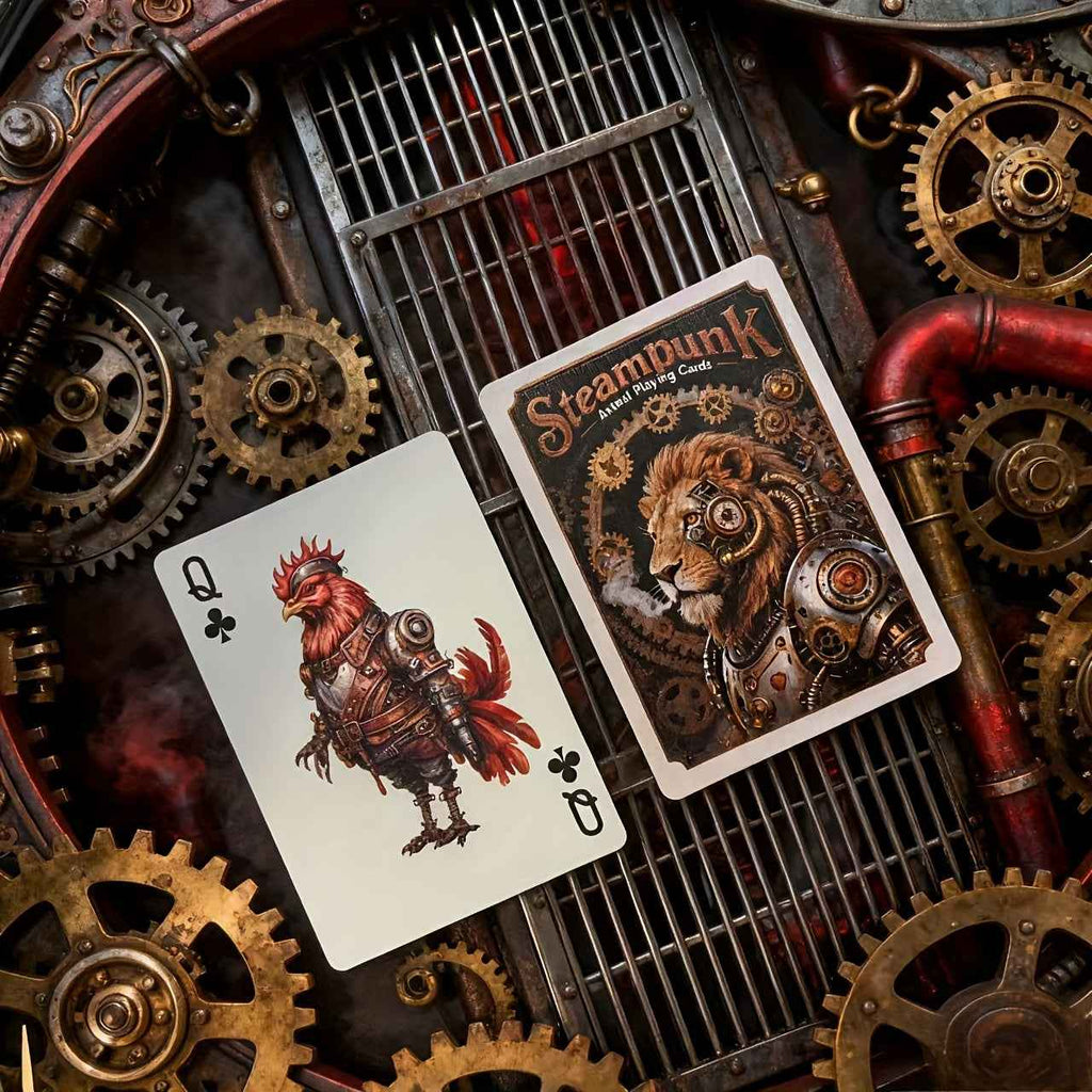 Steampunk Animal Playing Cards: A Mechanical Artwork That Narrates a Tale - an Ideal Surprise Present for Enthusiasts of Mechanics And Gamers. High-Quality Luxurious Feel, Perfect for Gifting And Party Fun