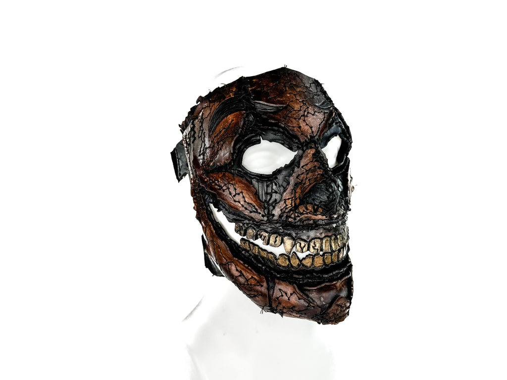 Genuine Leather Mask - GigaMyme Leatherface Edition - Handmade Mime Full Face Cover for Halloween, Performance or Cosplay Costume by Rockwell Masks
