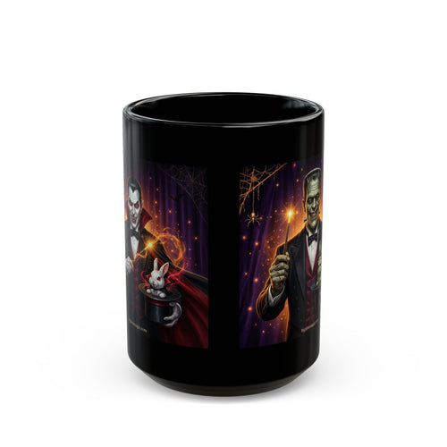 Frankenstein | Dracula Magician Black Mug — Halloween mug/Coffee Cup (11oz/15oz) by Printify