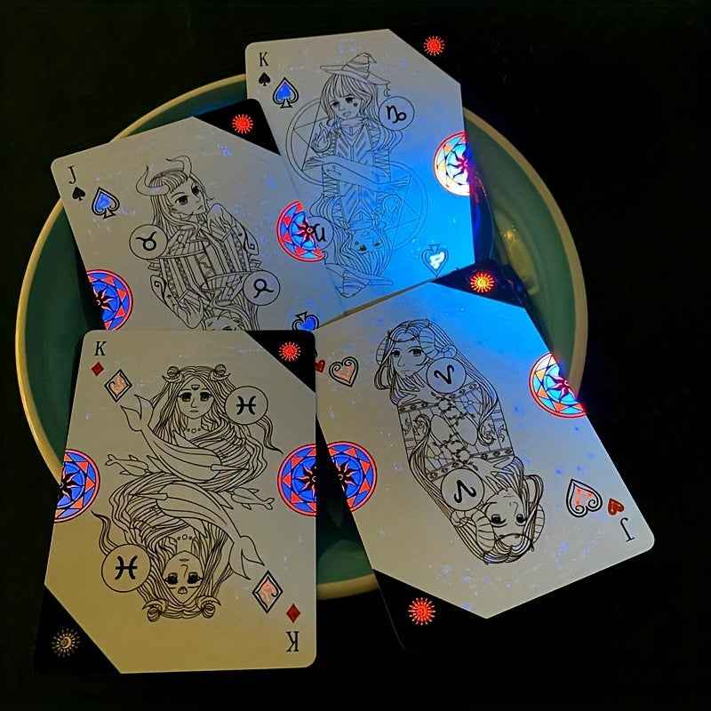 Creative, Novel, Cool, and Fun Limited Edition Fancy Card Cutting Performance Playing Cards - Reflective, Luminous, Fluorescent, UV-Reflective Playing Cards - Black Core Cloth-Finish Playing Cards - High-End Finale Gift Playing Cards - New Anime