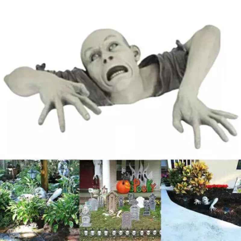 Realistic Crawling Zombie Horror Props with Moving Arms & Legs - Heavy Duty Resin Zombie Statues for Outdoor/Indoor Halloween Decorations, Self-Propelled Motion with Gravity-Activated Movement, No Batteries/Electricity, Easy Setup for Yard