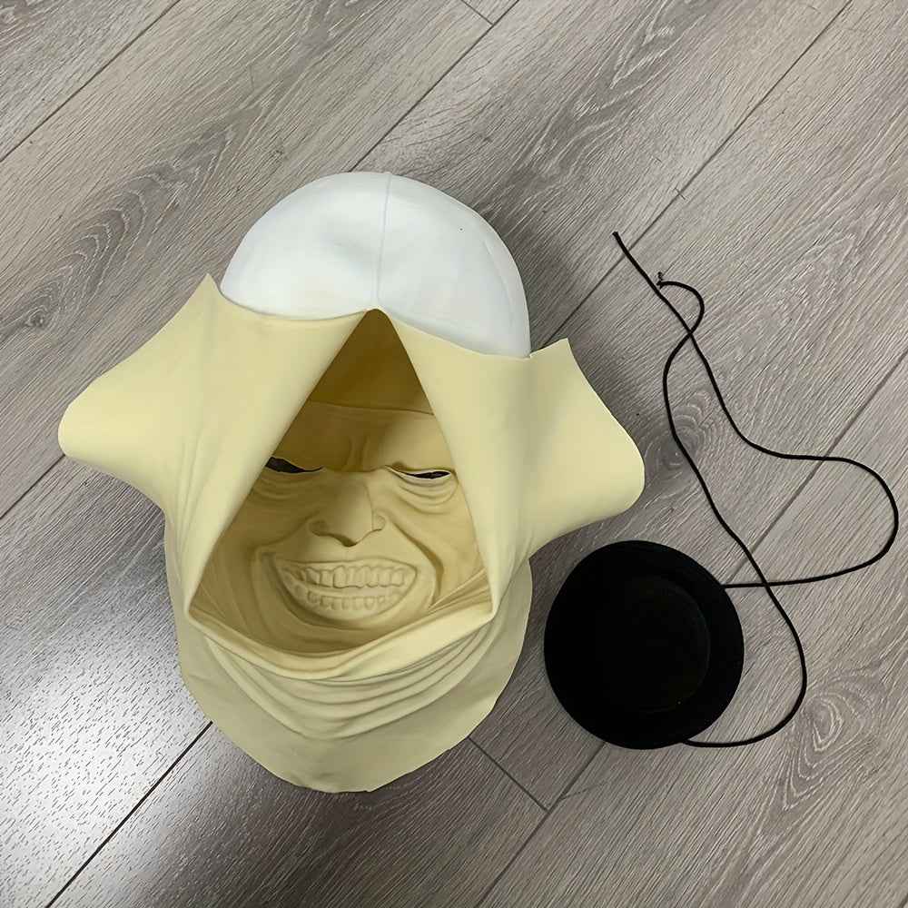 1pc Black Hat Clown Latex Mask, Classic Ghost Clown Mask with Hat - Halloween Christmas Costume Props, Men'S Stage Performance Accessories