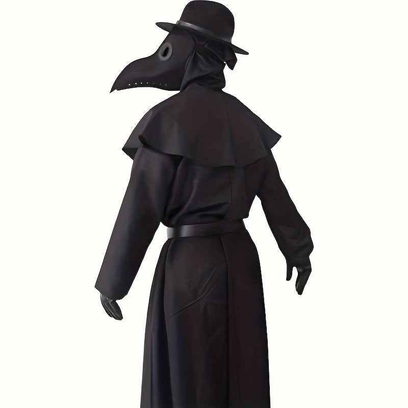 10pcs Adjustable Vintage Steampunk Beaked Mask & Cloak Set - Wizard-like Robe with Detachable Masks, Complete Costume for Renaissance Fairs, Medieval Tournaments, Victorian Masquerade Parties - Unisex & Roleplay Outfit