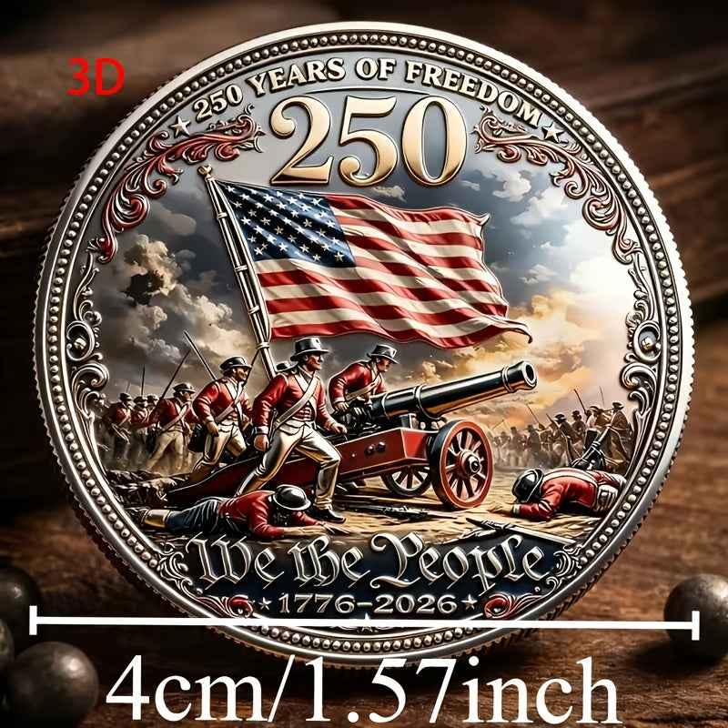 Replica Coin 250th Anniversary Commemorative Coin of the United States, Exquisite Gift Collection Commemorative Coin, Historical Souvenir Display, Collector's Gift, American Commemorative Coin, Collector's Copy Coin, Yellow Commemorative Coin