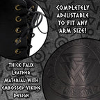 Adult Faux Leather Cuff Bracelet Embossed Black Viking Arm Guards Costume Accessories by HalloweenStore.com