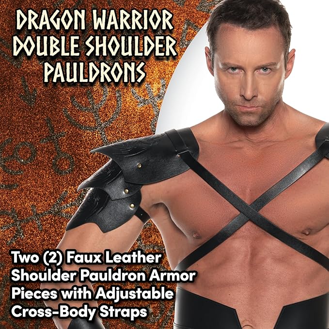 Adult Faux Leather Shoulder Armor Pauldron Viking Pirate Costume Accessories by HalloweenStore.com