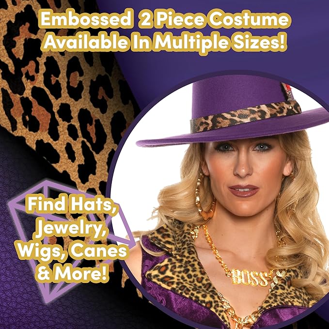 Sexy Velvet Pimp 70's Retro Disco Women Purple Dollars & Dreams Costume by HalloweenStore.com