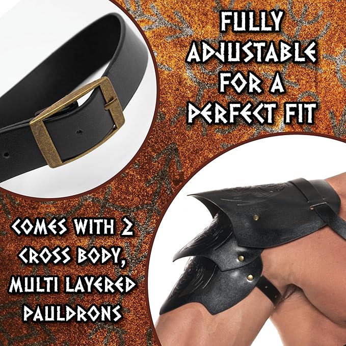 Adult Faux Leather Shoulder Armor Pauldron Viking Pirate Costume Accessories by HalloweenStore.com