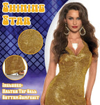 Sexy Shining Star 70's 80's Gold Disco Diva Jumpsuit Women's Costume by HalloweenStore.com