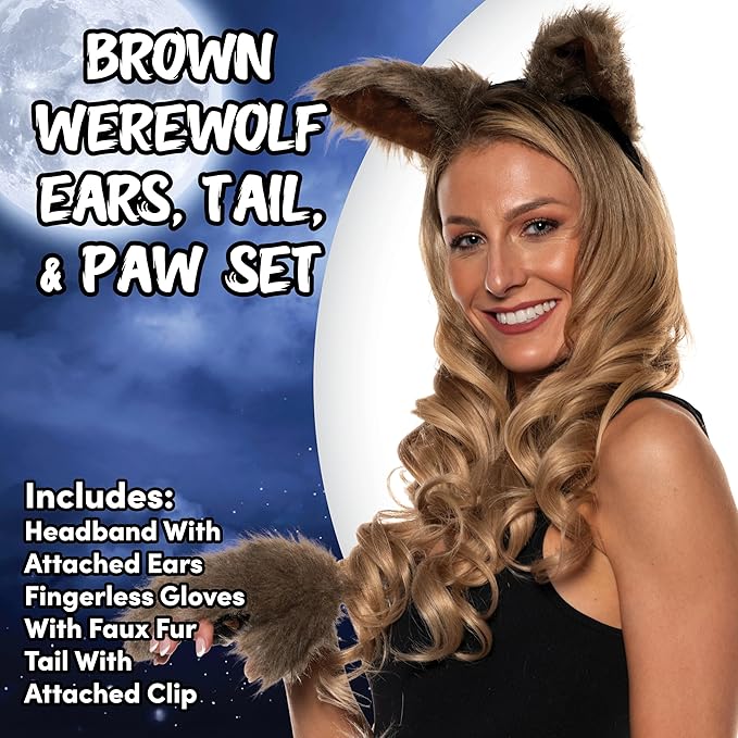 Cute Brown & Gray Animal Werewolf Costume Accessory Kit by HalloweenStore.com