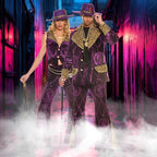 Sexy Velvet Pimp 70's Retro Disco Women Purple Dollars & Dreams Costume by HalloweenStore.com