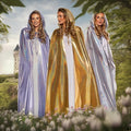 Gold Metallic Full Length Hooded Cape Wizard Gold Robe With Hood Costume by HalloweenStore.com