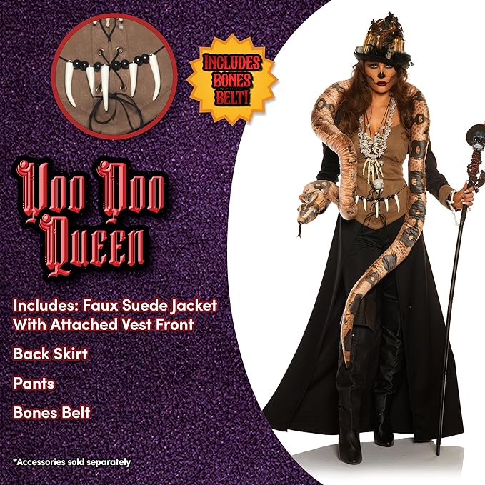 Voodoo Queen Priestess Witch Doctor Skull Priest Women's Costume by HalloweenStore.com