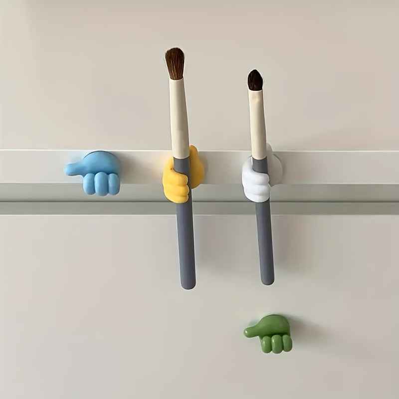 10 Thumb Shaped Hooks - Non Drilling Adhesive Hooks for Home, Kitchen, and Bedroom, Made of Plastic Material, Suitable for Charging Cables, Tables, and Drawers, Home Storage Organizer, Utility Hooks