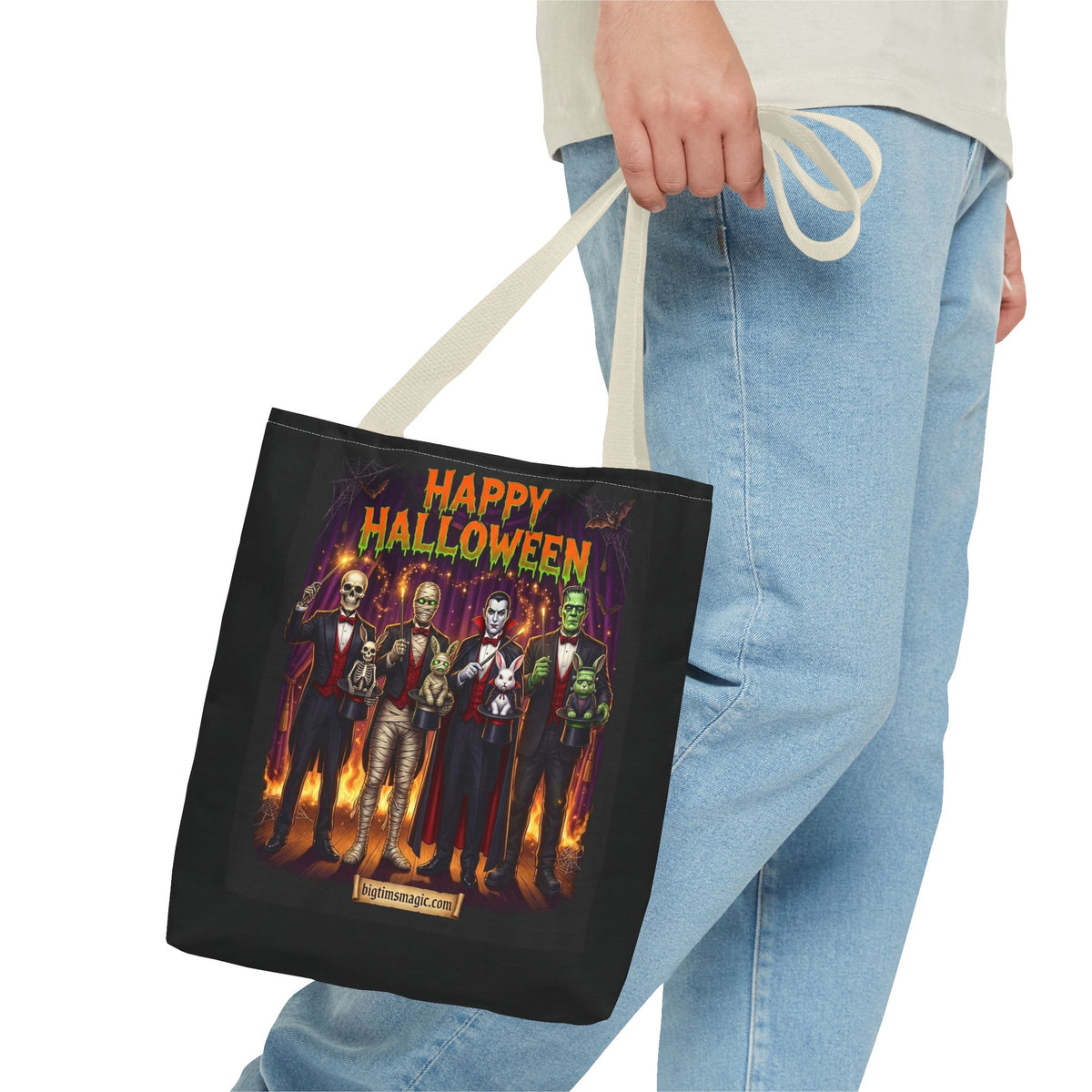 Halloween Vampire Tote Bag — Gothic Dracula Trick Canvas Tote by Printify