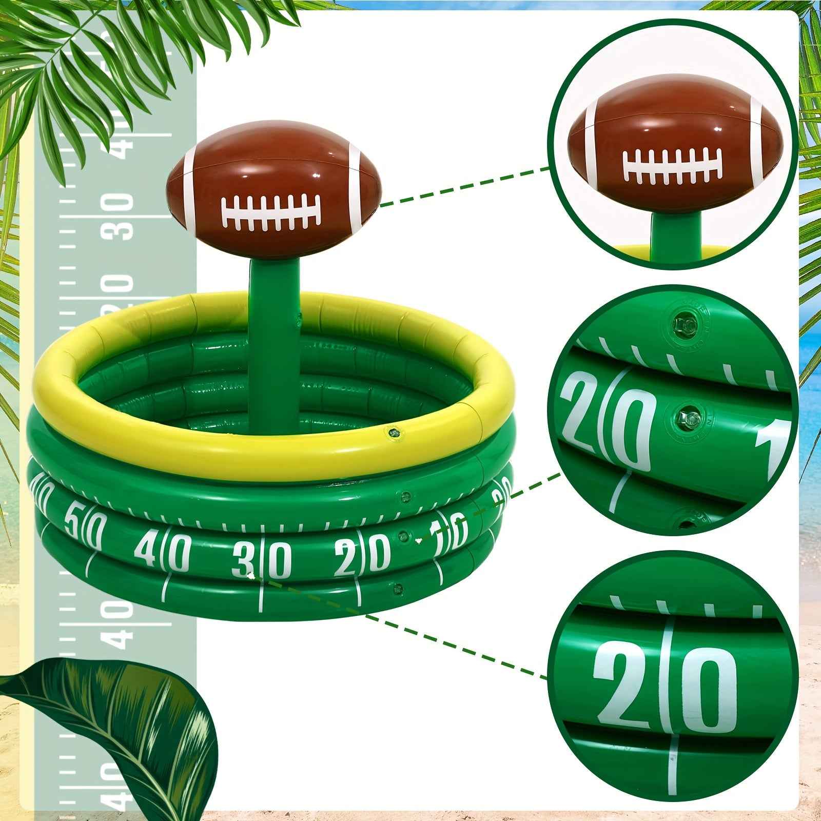 Inflatable Football Field Cooler with Yard Line Design - Portable PVC Drink Cooler for Sports Parties, Outdoor Games, Tailgates - No Electricity Needed, Holds 6 Bottles, Toss Game Decoration, Inflatable Cooler, Tailgate Essentials, Sporty Theme, No Elect