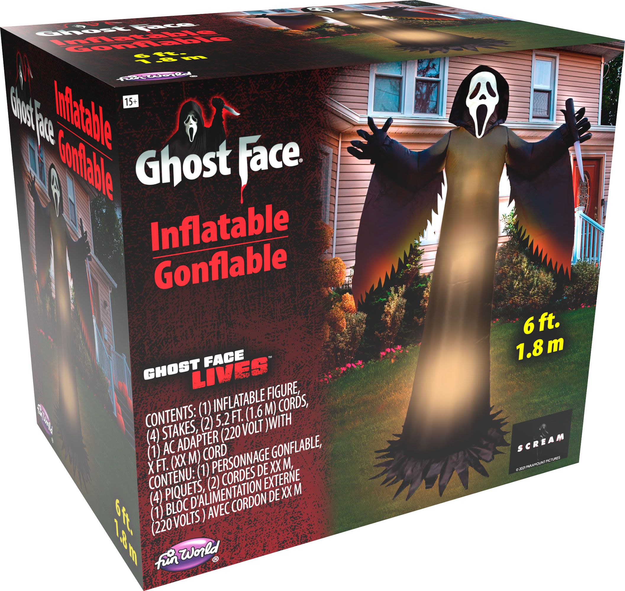 6 FT Ghost Face Lawn Light Up Inflatable by HalloweenStore.com