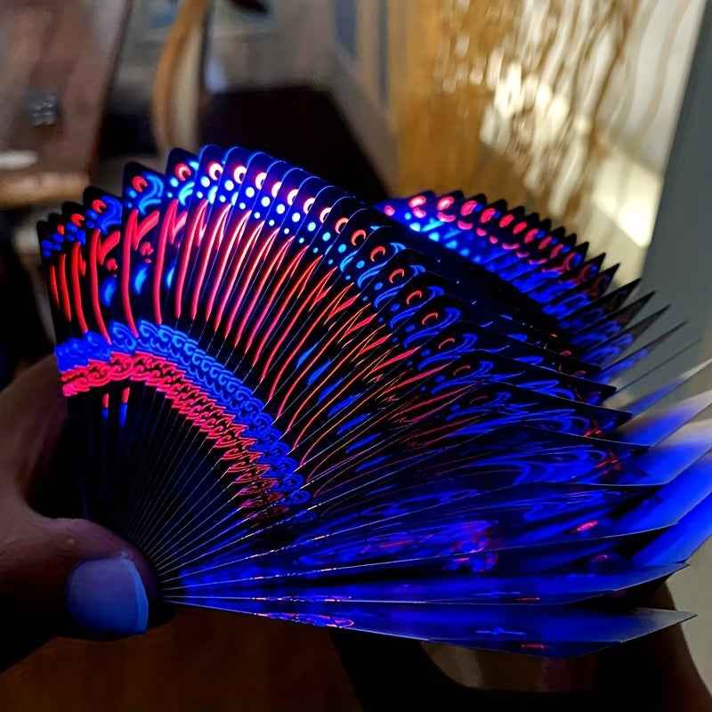 Creative, Novel, Cool, and Fun Limited Edition Fancy Card Cutting Performance Playing Cards - Reflective, Luminous, Fluorescent, UV-Reflective Playing Cards - Black Core Cloth-Finish Playing Cards - High-End Finale Gift Playing Cards - New Anime