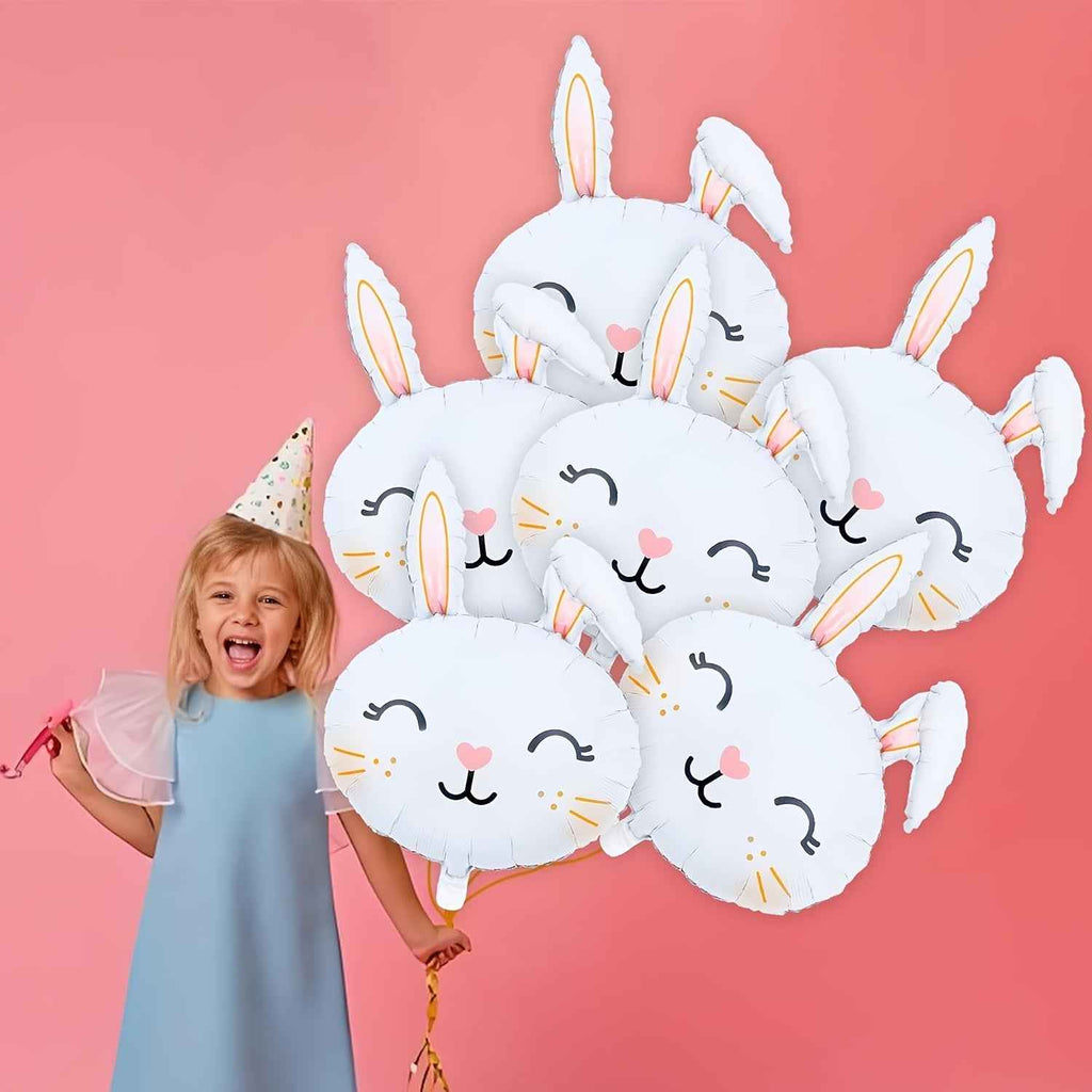 6pcs of Cartoon Toy Rabbit Balloons • Easter Aluminum Foil Balloons • Filled with Helium and Capable of Floating • Suitable for Easter-themed Parties • Animal-themed Events • Birthday Decorations • Spring Picnic Party Decorations • Family Party Decoratio