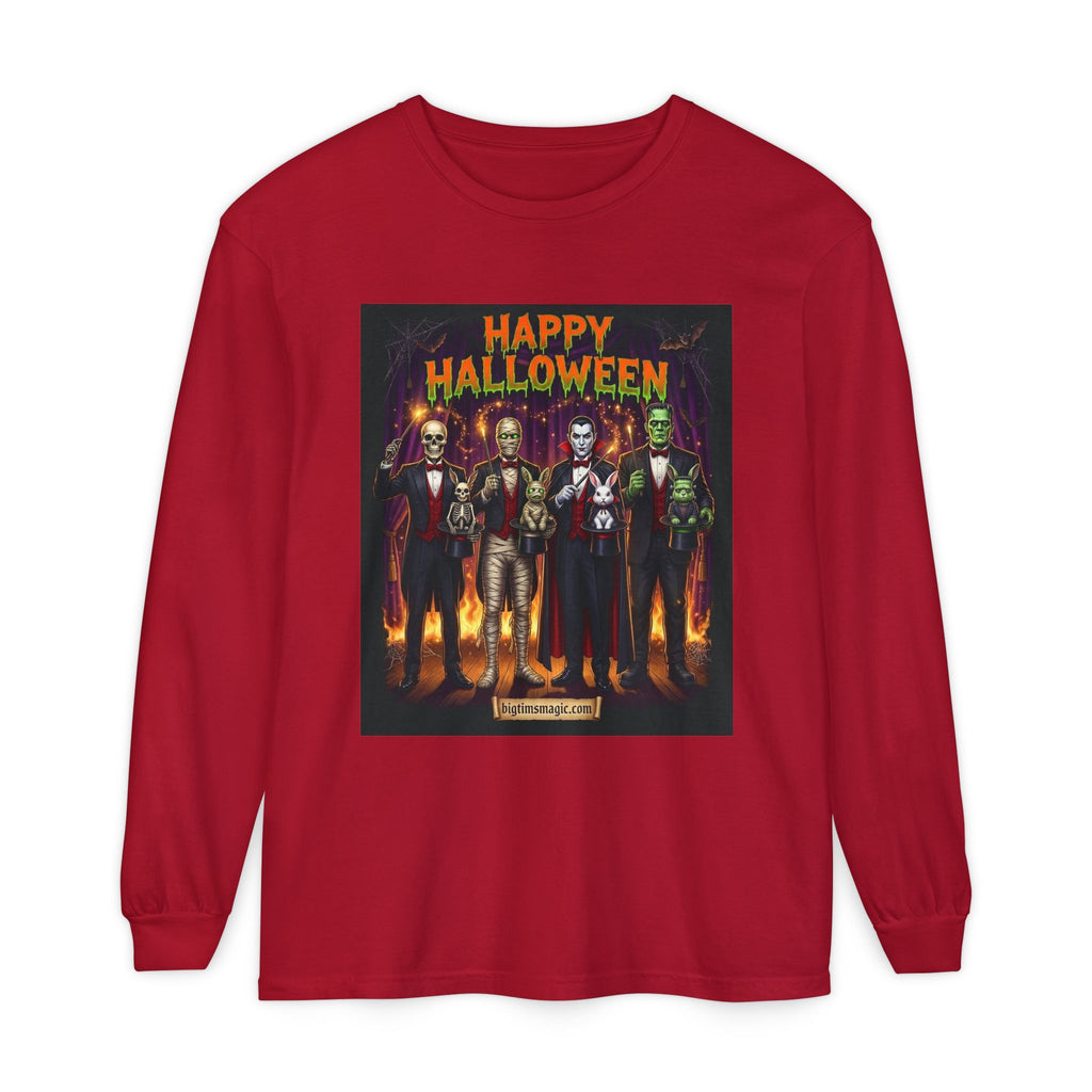 Halloween Monsters Long Sleeve T-Shirt — "Happy Halloween" Graphic by Printify