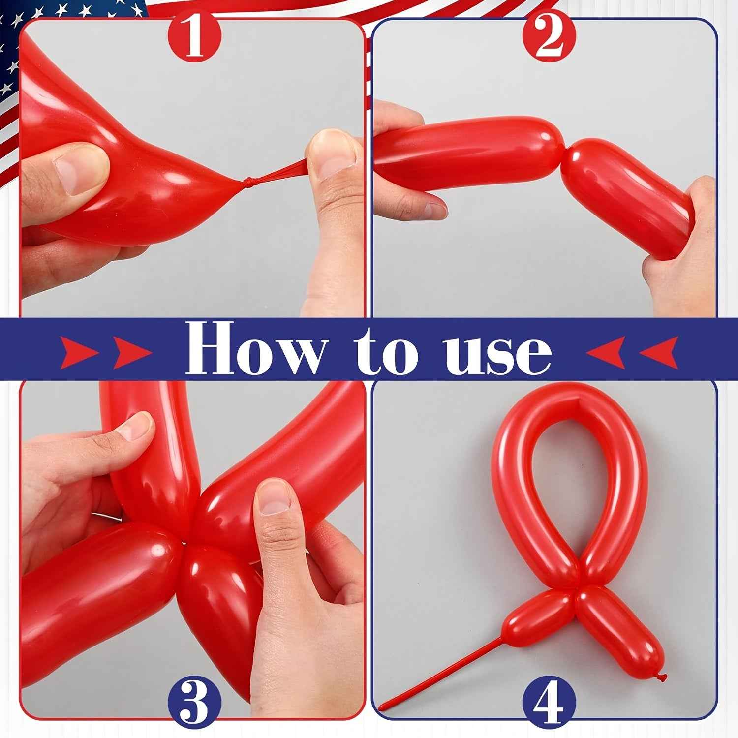 90pcs of 51-Inch Long Red, White, And Blue Balloons for The Usa'S 250Th Anniversary Fireworks Celebration, Perfect for Patriotic Parties And Events from 1776 to 2026, Including Independence Day And Memorial Day