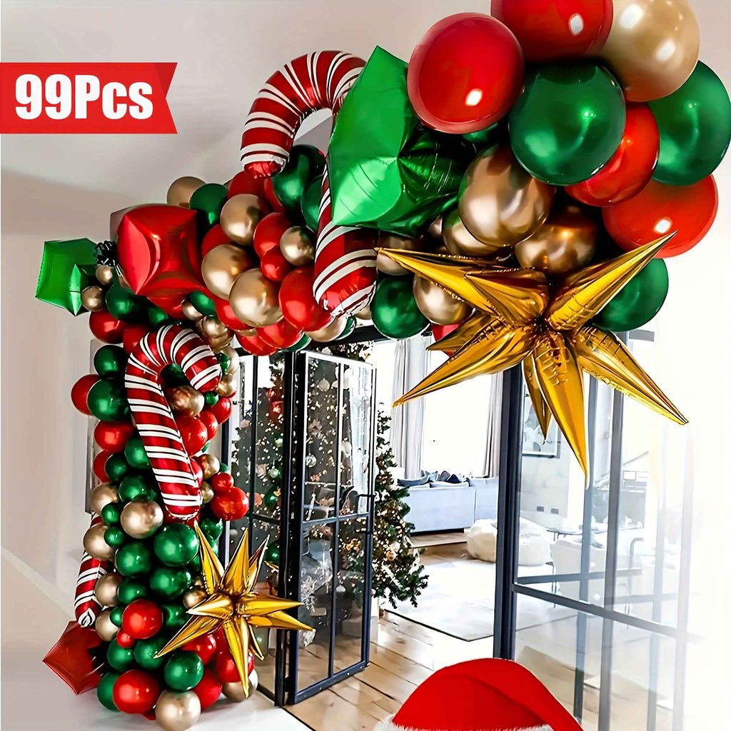 99pcs, Large Christmas Set Latex Mold Balloons Christmas Decorations Christmas Gift Christmas Photography Props Christmas Parent-Youngsters DIY Balloons, Used for Christmas Party Decoration, Suitable for Indoor/outdoor