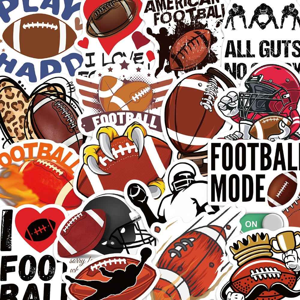 50pcs American Football Sticker Set - Perfect Sports Fan Decals for Laptops, Skateboards, and More!
