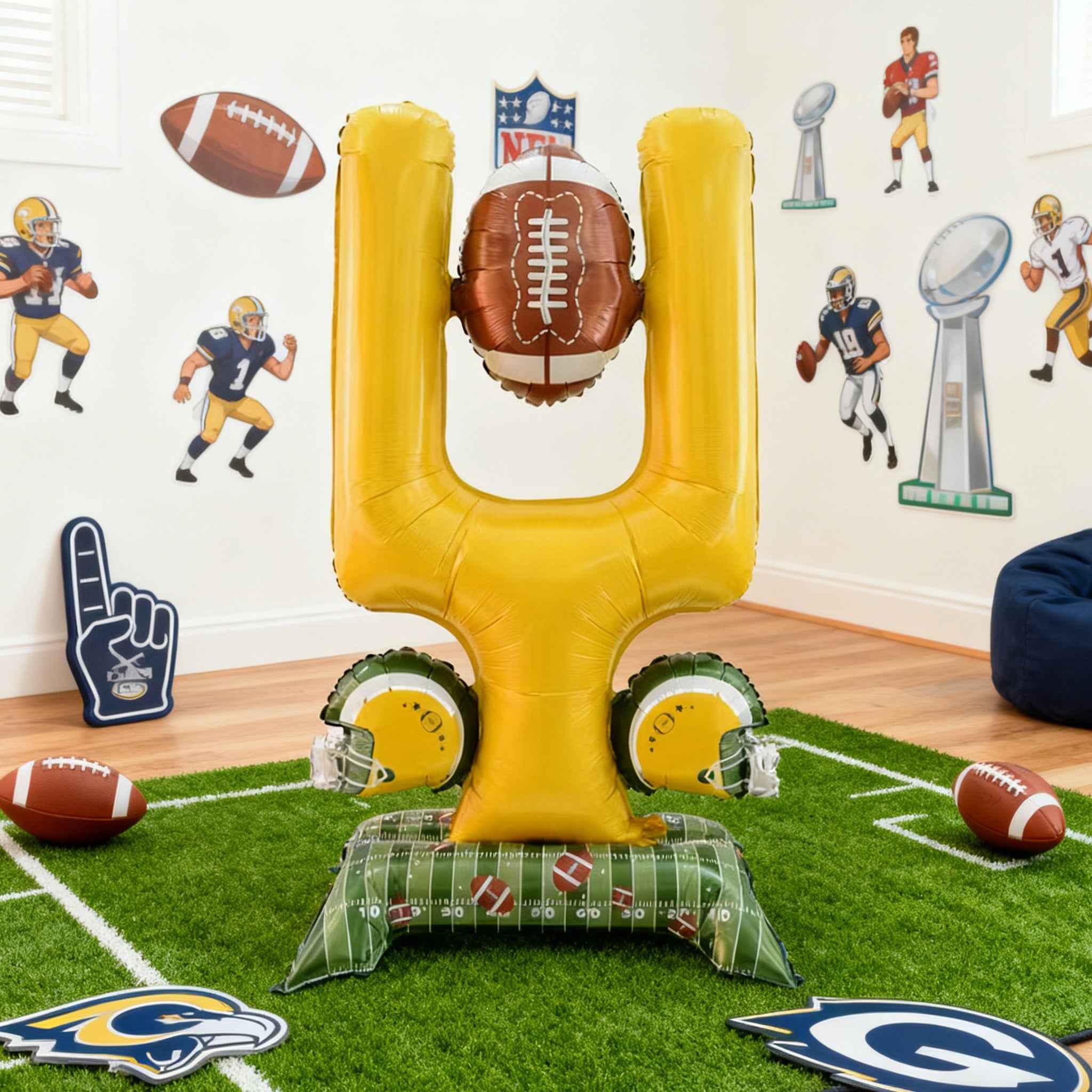 1pc 59-inch Extra-Large Standing Football Goal Post Shaped Aluminum Film Balloon | American Football Theme Party Decoration, Event Party Decor, ' Birthday Decoration