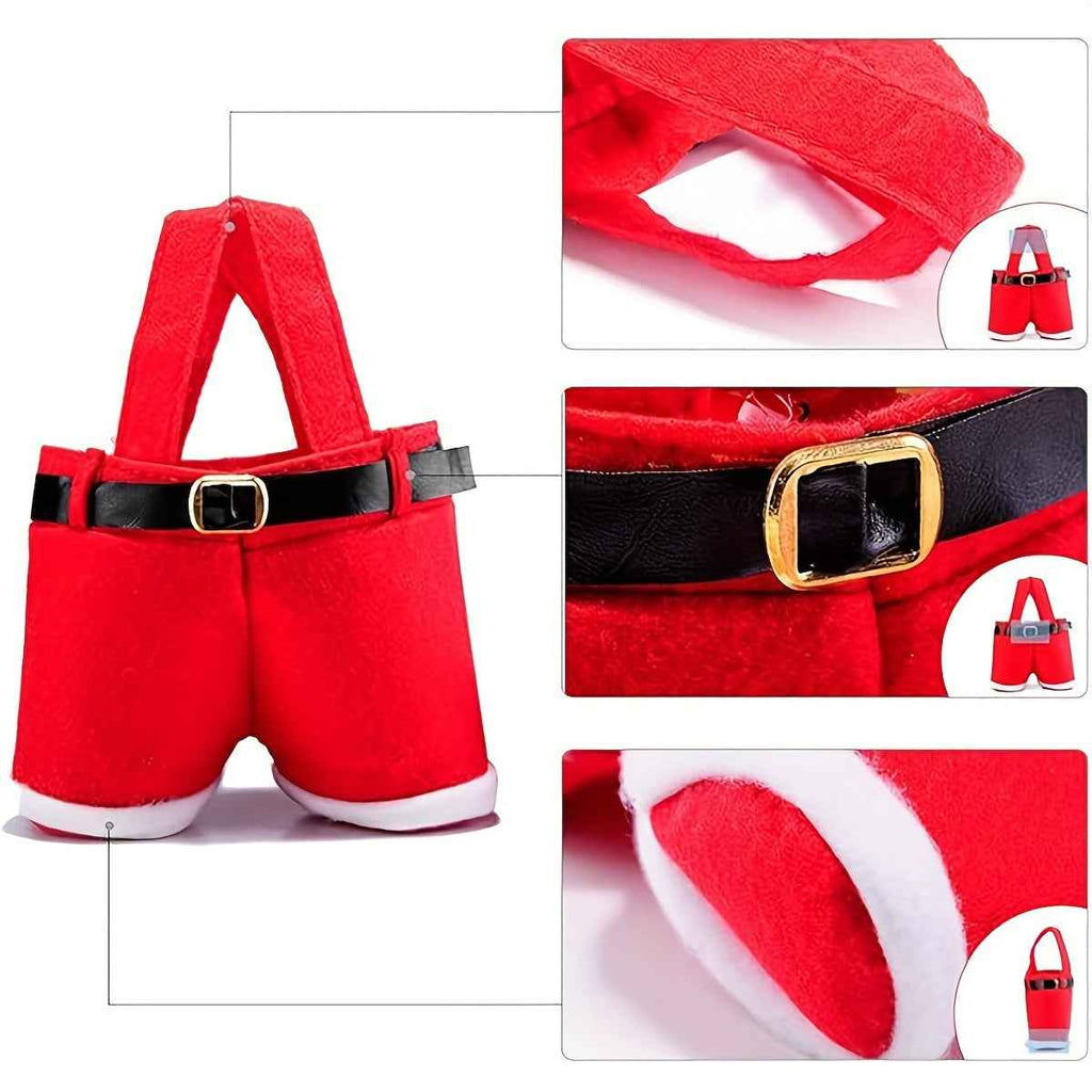 6PCS Santa Pants Christmas Candy Gift Bags - Fun and Festive Snack Pouches with Handles for Holiday Packaging