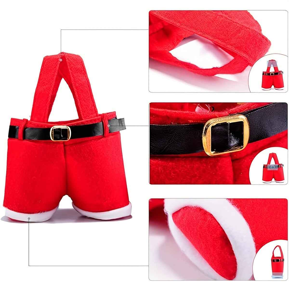 6PCS Santa Pants Christmas Candy Gift Bags - Fun and Festive Snack Pouches with Handles for Holiday Packaging