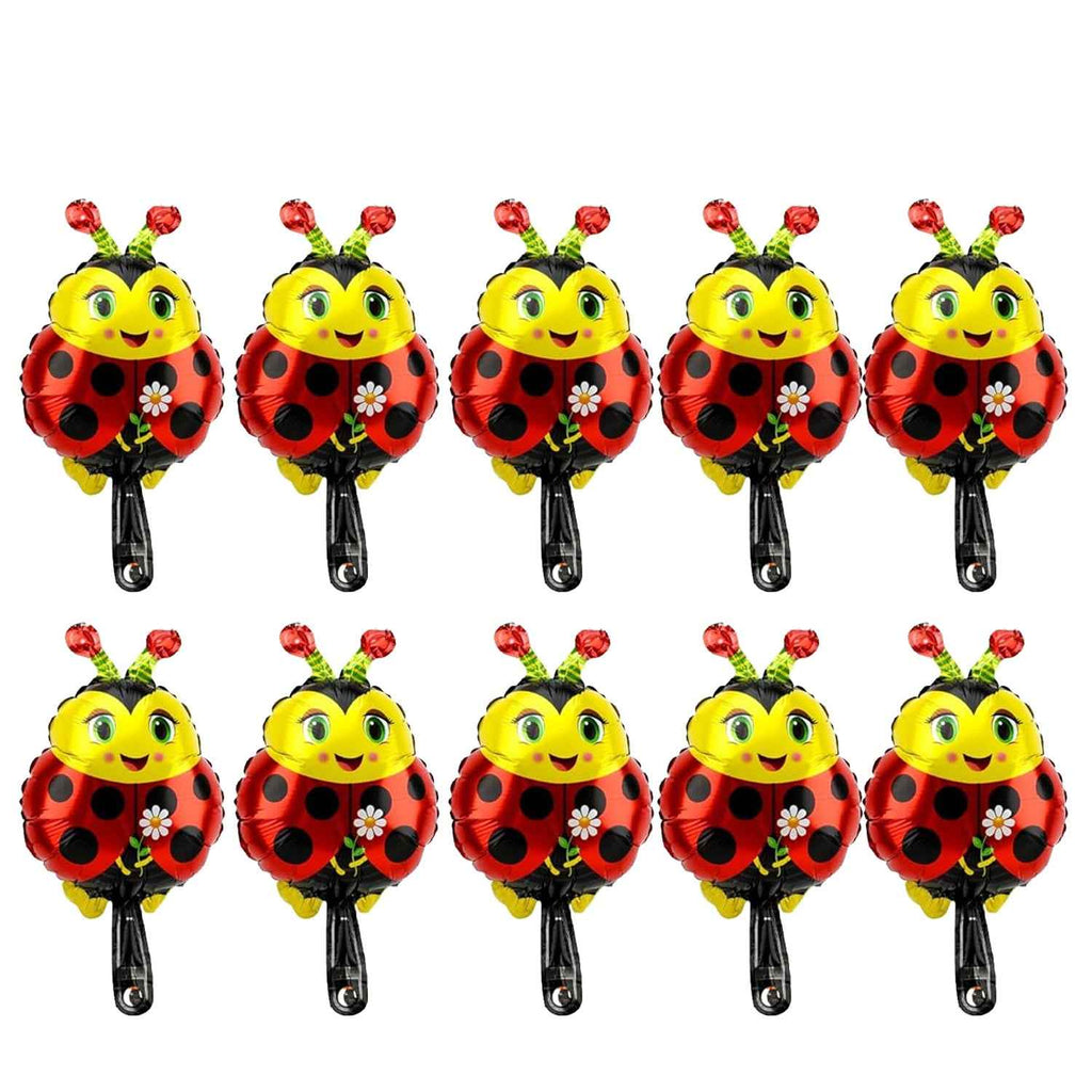 10pcs Cartoon Ladybug Foil Balloons • Suitable for Birthday Holiday Decoration • Graduation Season Back-To-School Decor