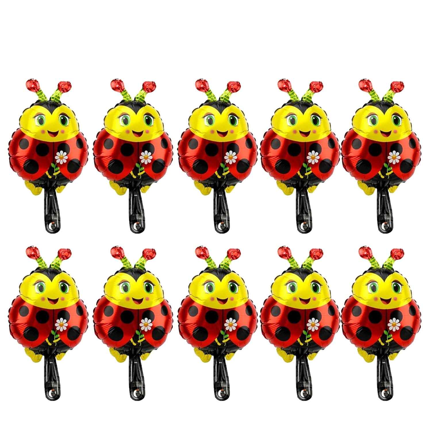10pcs Cartoon Ladybug Foil Balloons • Suitable for Birthday Holiday Decoration • Graduation Season Back-To-School Decor