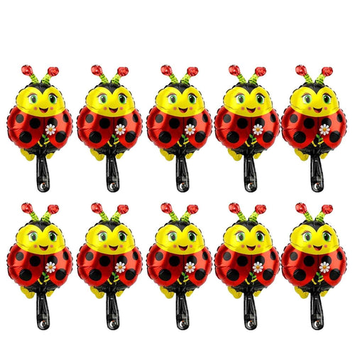10pcs Cartoon Ladybug Foil Balloons • Suitable for Birthday Holiday Decoration • Graduation Season Back-To-School Decor