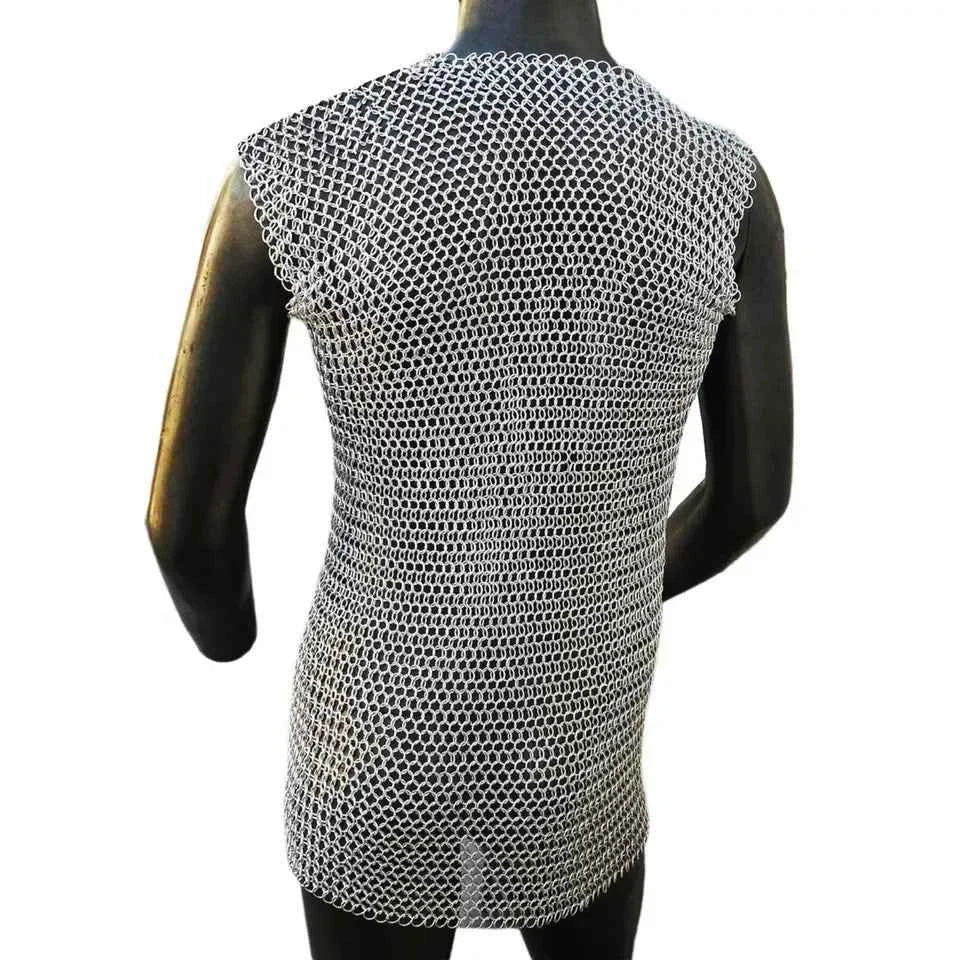 High Quality Handmade Aluminum 10mm Butted Ring Armor Medieval Chainmail Sleeveless Shirt Collectible Reenactment Fair Cosplay