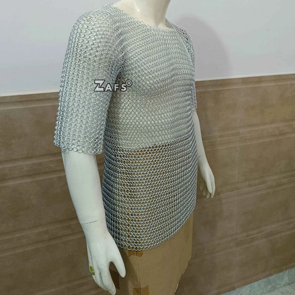 Authentic European Medieval Chainmail Shirt Handcrafted Aluminum Butted 10mm Ring Armor for Cosplay Reenactments Collectible