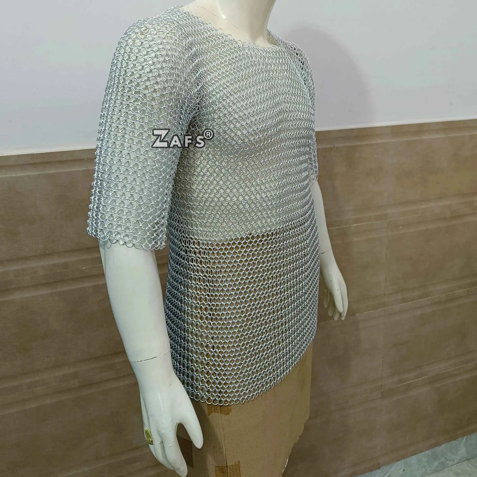 Authentic European Medieval Chainmail Shirt Handcrafted Aluminum Butted 10mm Ring Armor for Cosplay Reenactments Collectible