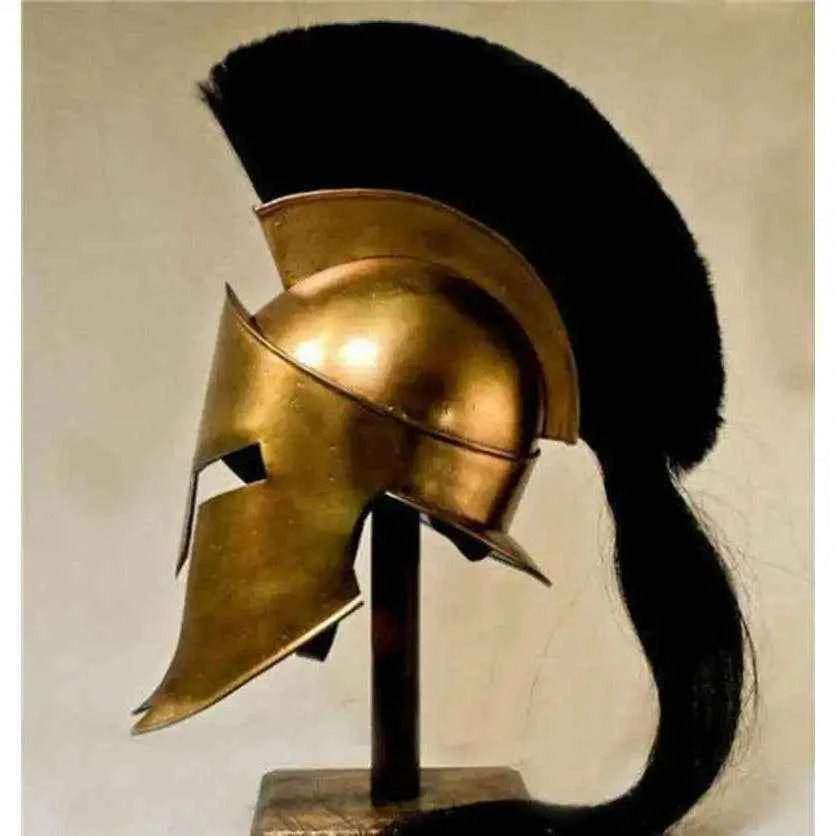 Medieval Spartan Helmet with Black Plume King Leonidas Spartan Armour Warrior Costume Headwear Armor Authentic Collectible