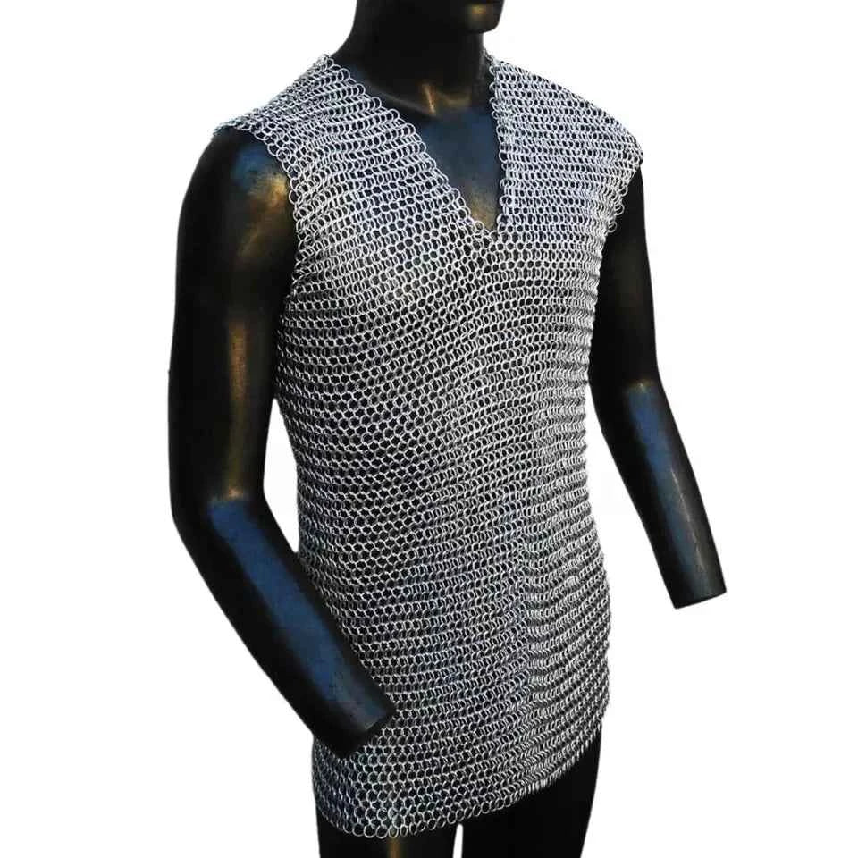 High Quality Handmade Aluminum 10mm Butted Ring Armor Medieval Chainmail Sleeveless Shirt Collectible Reenactment Fair Cosplay