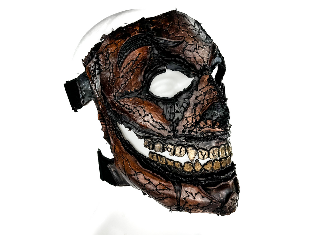 Genuine Leather Mask - GigaMyme Leatherface Edition - Handmade Mime Full Face Cover for Halloween, Performance or Cosplay Costume by Rockwell Masks