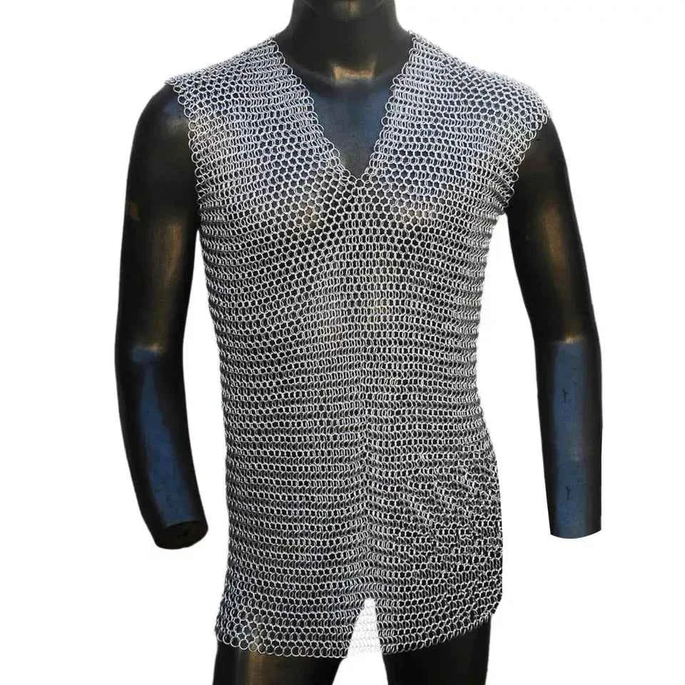 High Quality Handmade Aluminum 10mm Butted Ring Armor Medieval Chainmail Sleeveless Shirt Collectible Reenactment Fair Cosplay