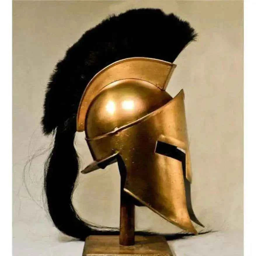 Medieval Spartan Helmet with Black Plume King Leonidas Spartan Armour Warrior Costume Headwear Armor Authentic Collectible