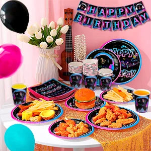 Tik Tok Party Supplies,93pcs Tiktok Party Decorations & Tableware Set - Tik Tok Party Cups,Napkins Backdrop etc Party Supplies - Big Tim's Magic Emporium