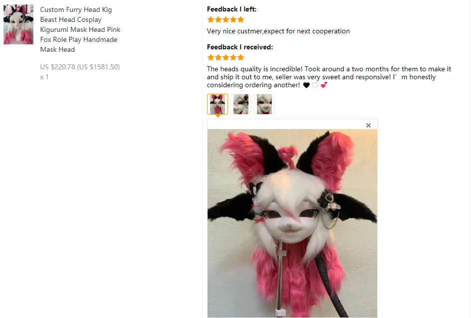 Furry Head Cosplay Kemono Fursuit Handmade Customized Fursuit Kemono Head Role Play Furry Custom Headsets Beast - Big Tim's Magic Emporium