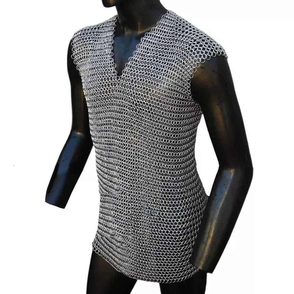 High Quality Handmade Aluminum 10mm Butted Ring Armor Medieval Chainmail Sleeveless Shirt Collectible Reenactment Fair Cosplay