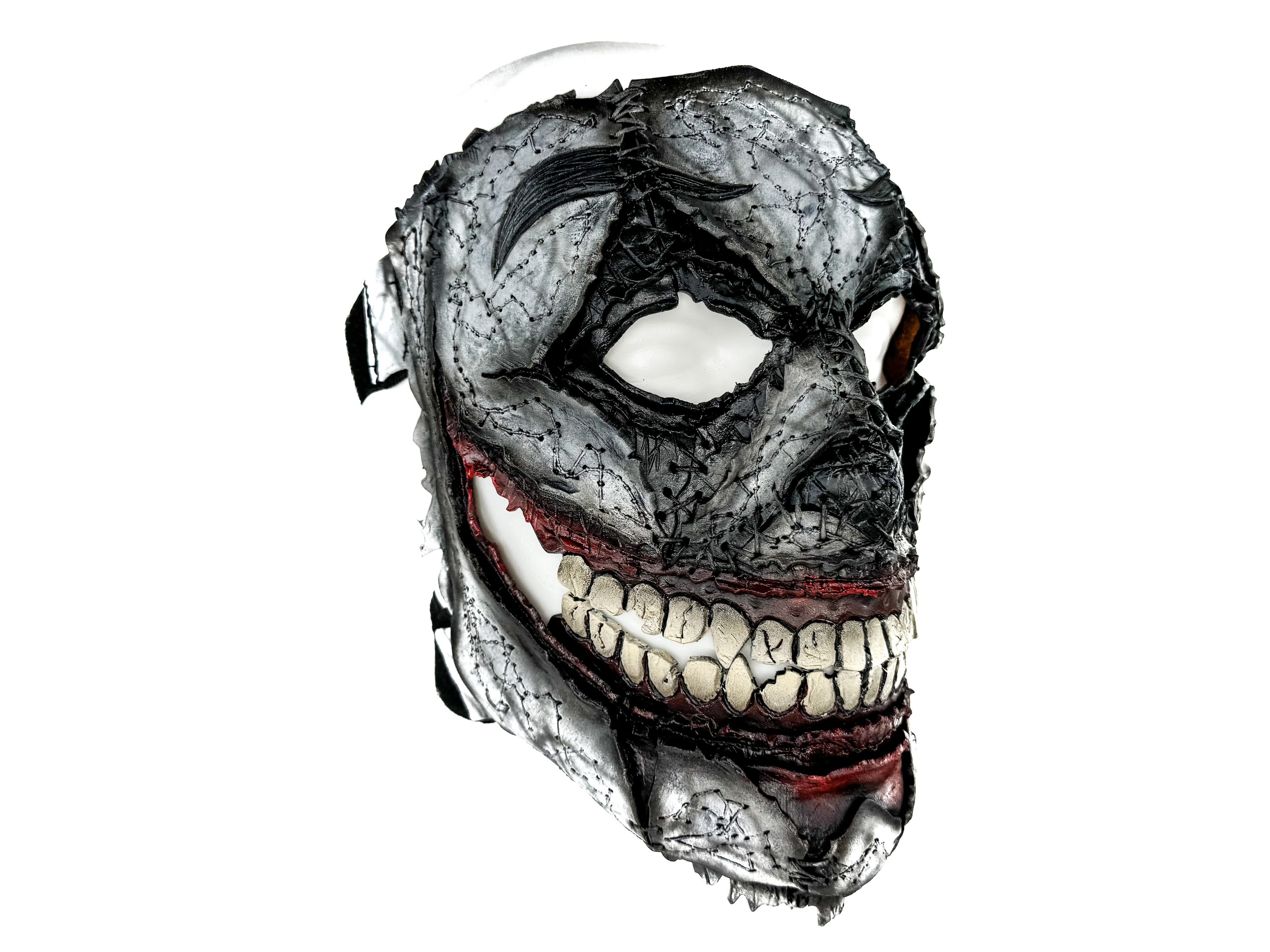 Genuine Leather Mask - GigaMyme Clown - Handmade Mime Full Face Cover for Halloween, Performance or Cosplay Costume by Rockwell Masks