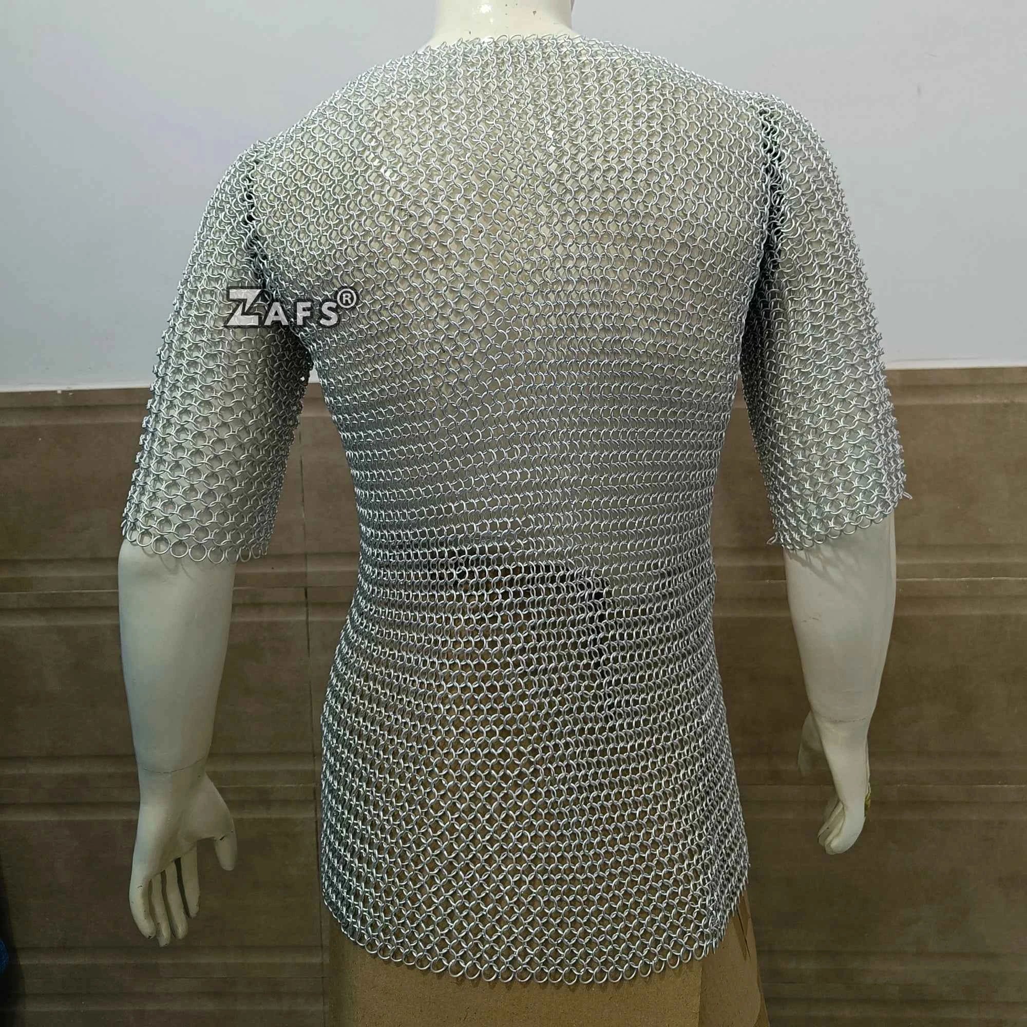 Authentic European Medieval Chainmail Shirt Handcrafted Aluminum Butted 10mm Ring Armor for Cosplay Reenactments Collectible